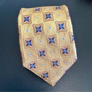 Yellow Geometric Silk Tie Bocara NWOT 62” Long 3.5” Wide